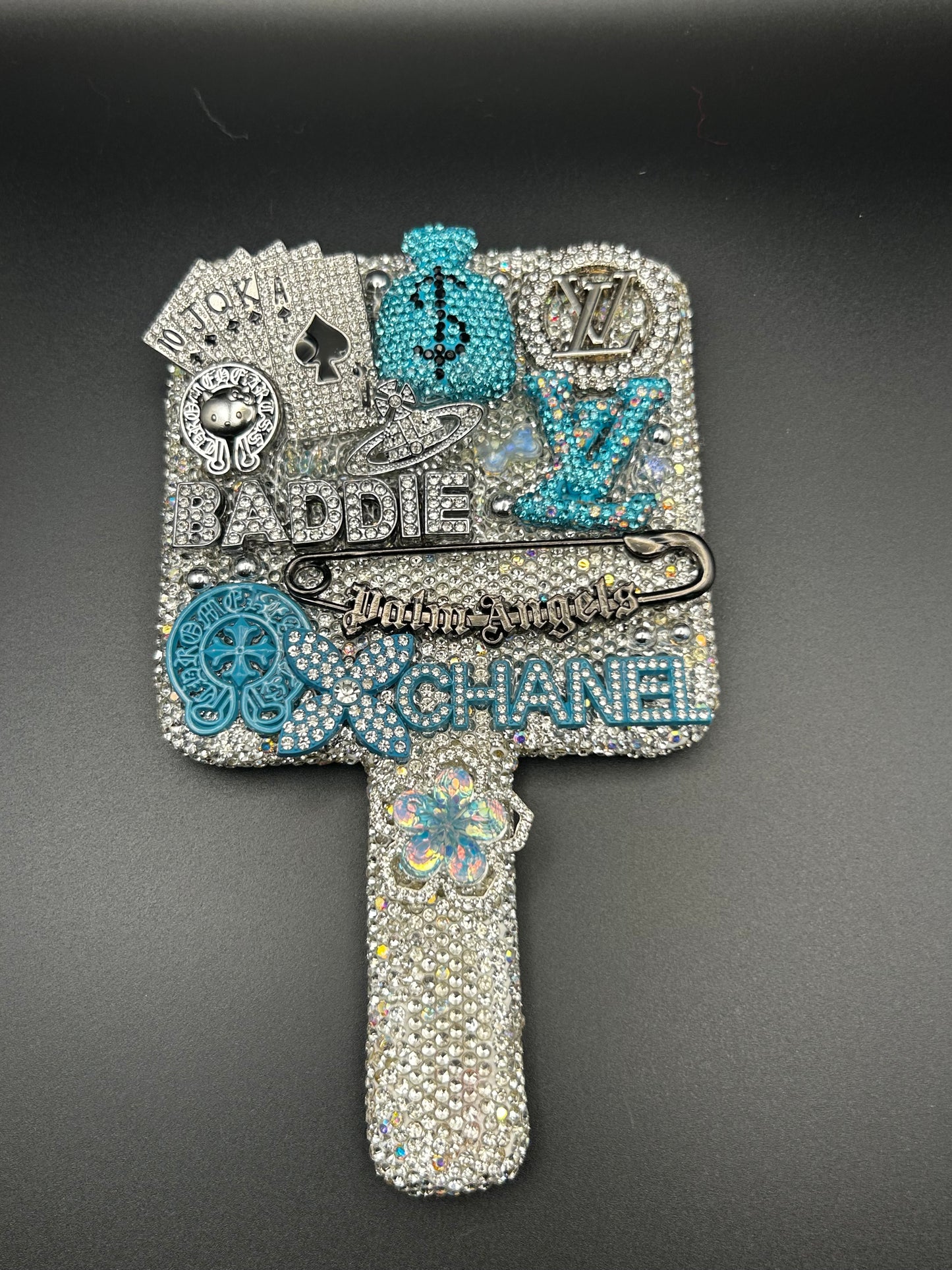 Blue Luxury Square Bedazzled Mirror ππ©΅