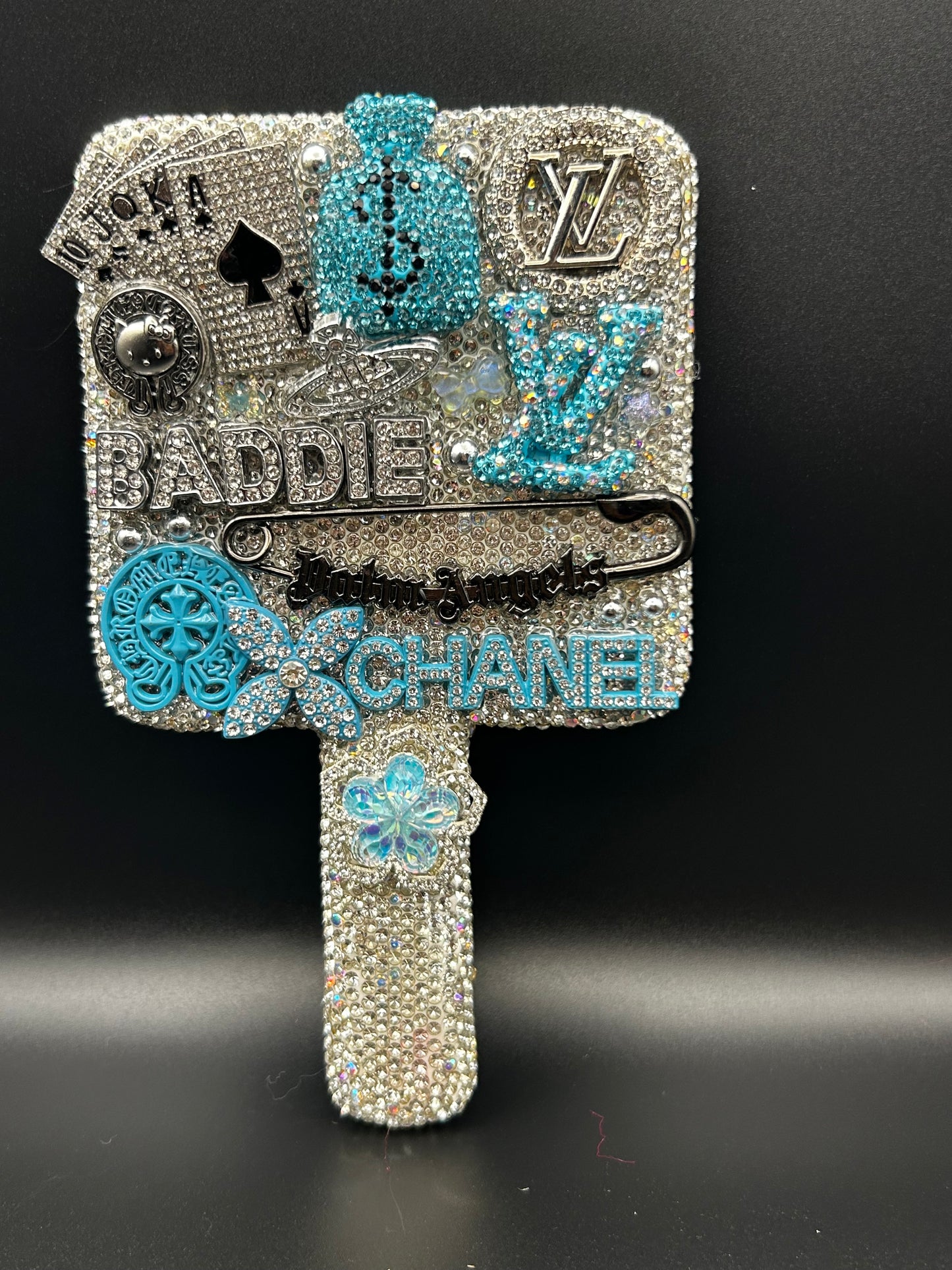 Blue Luxury Square Bedazzled Mirror 💎🩵