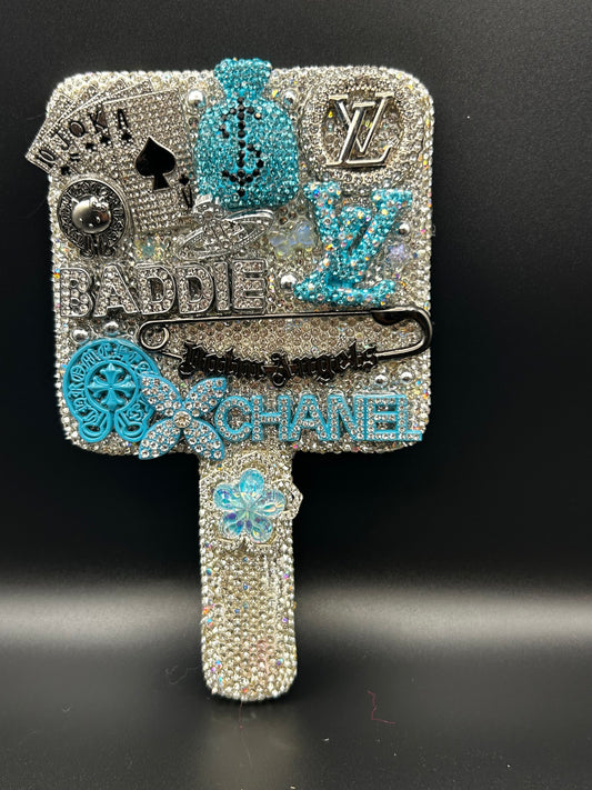 Blue Luxury Square Bedazzled Mirror 💎🩵