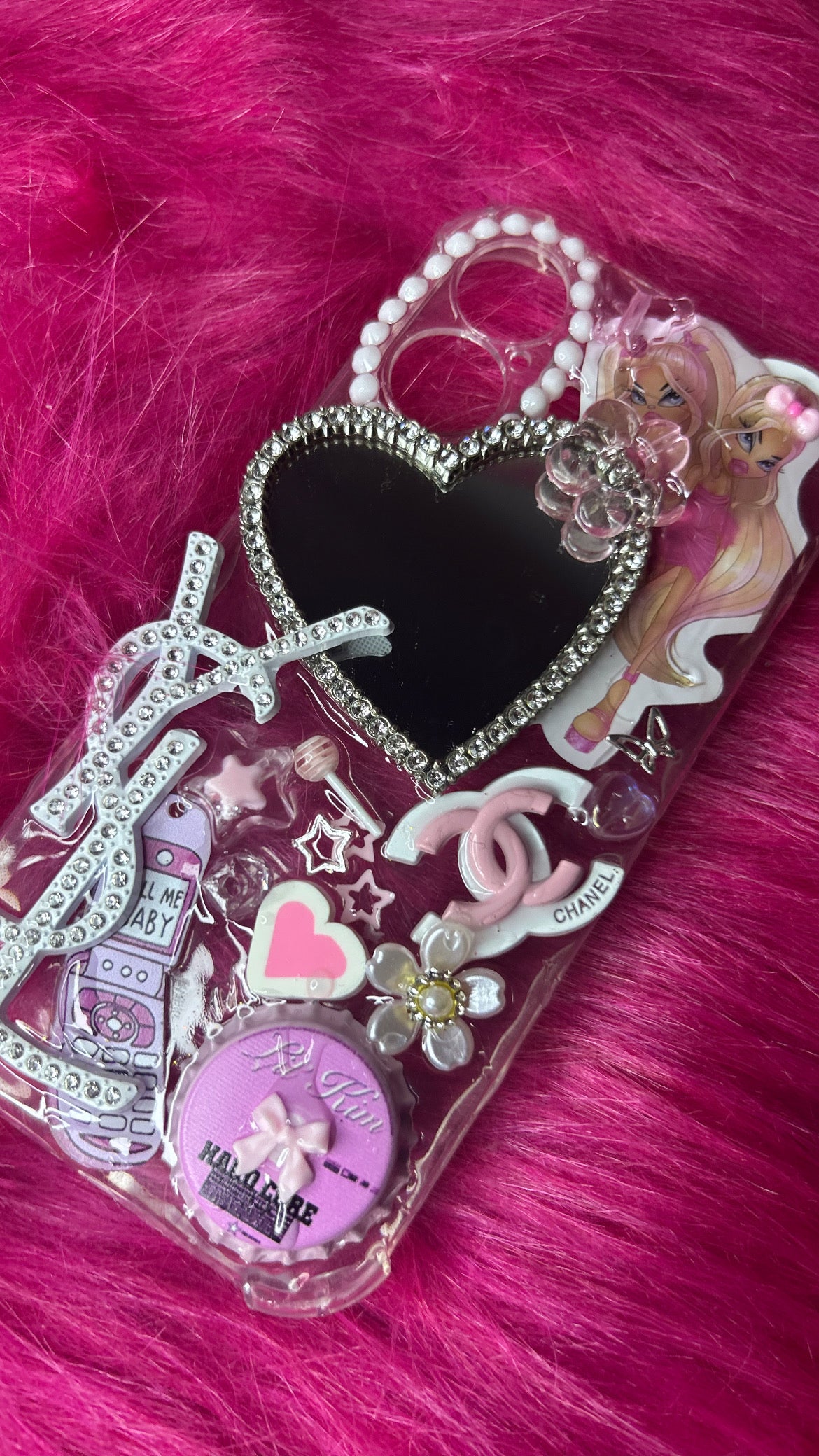 Bedazzled Pink Charm Phone Case – iPhone 16 | Handmade Luxury Design🩷