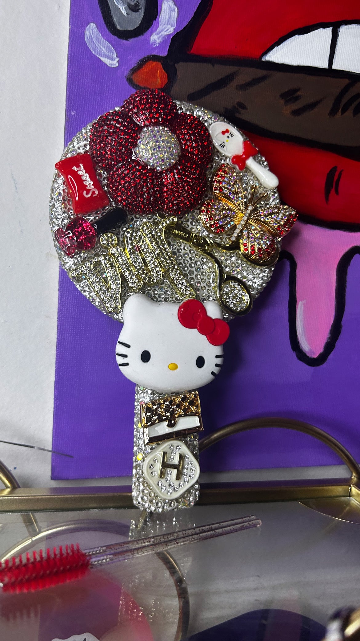 💖 Custom Freestyle Bedazzled Hello Kitty Mirror 💖
(Read Description)