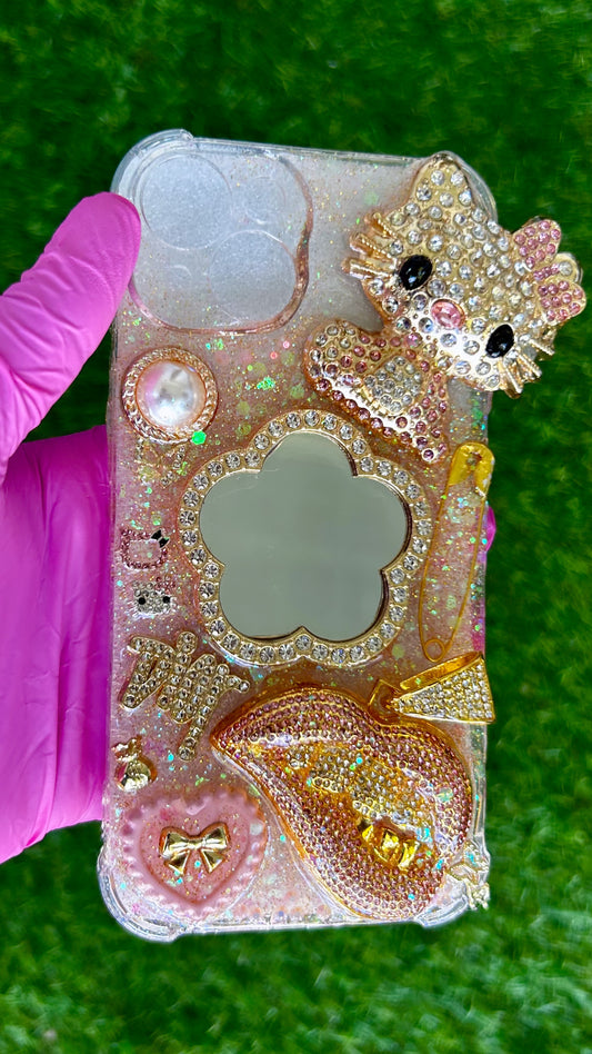 Luxury Bedazzled Junk Case (Gold Kitty)
