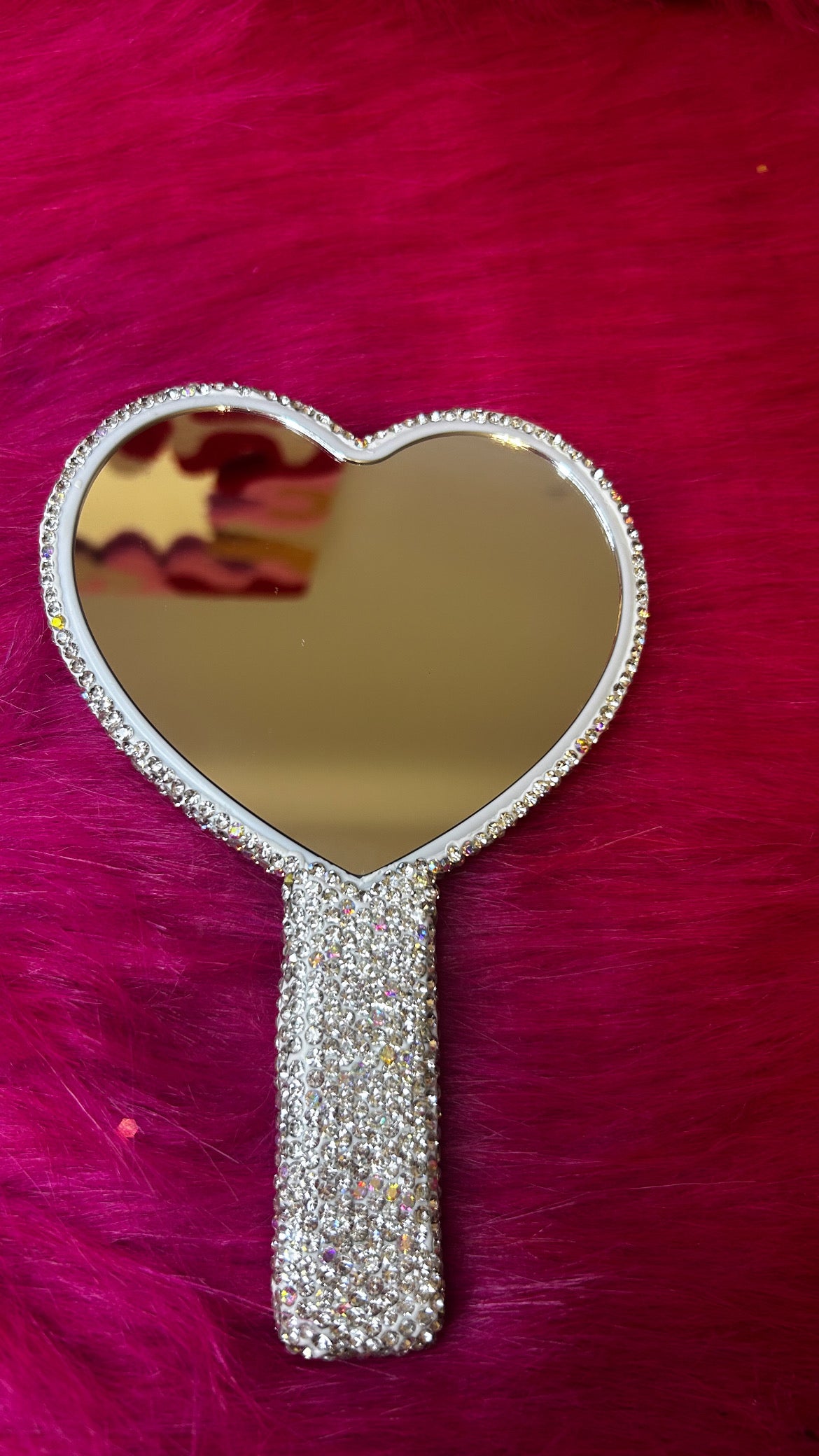 💎 Luxury Bedazzled Handheld Heart Mirror – Ready to Ship