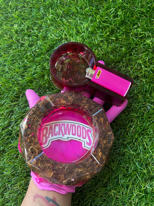 Pink Backwoods Tray + Matching Holder