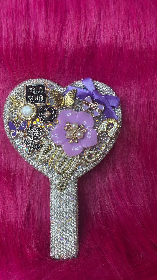 💎 Luxury Bedazzled Handheld Heart Mirror – Ready to Ship