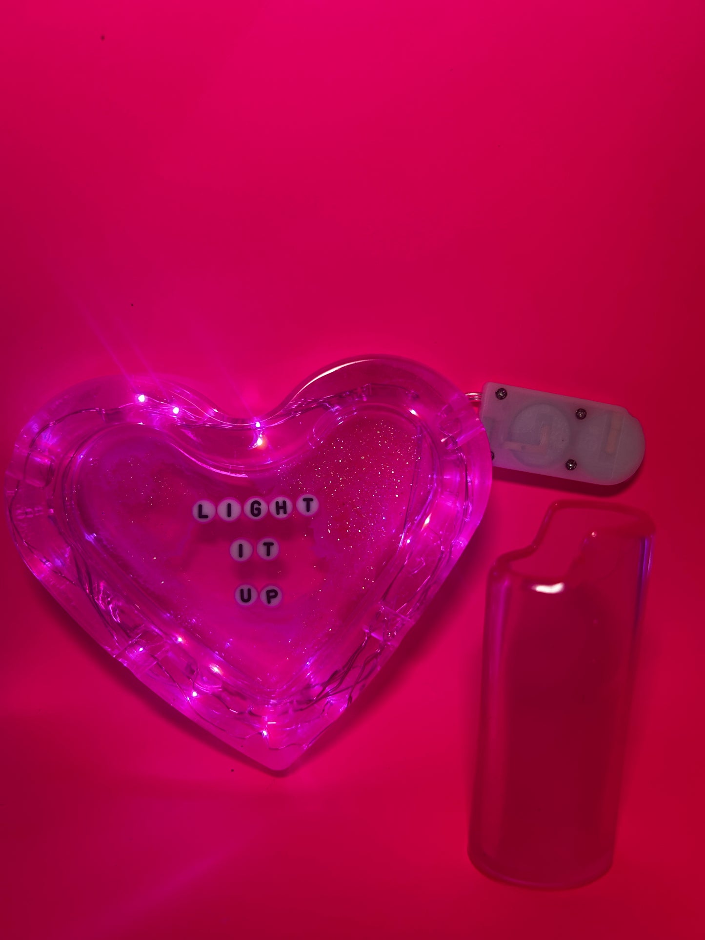 Pink Heart LED Small Tray